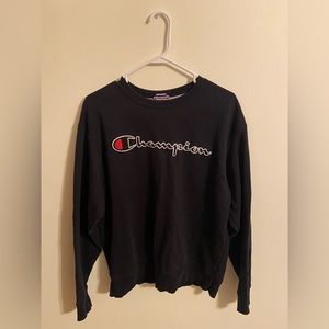 Champion Embroidered Logo Black Crewneck Size L